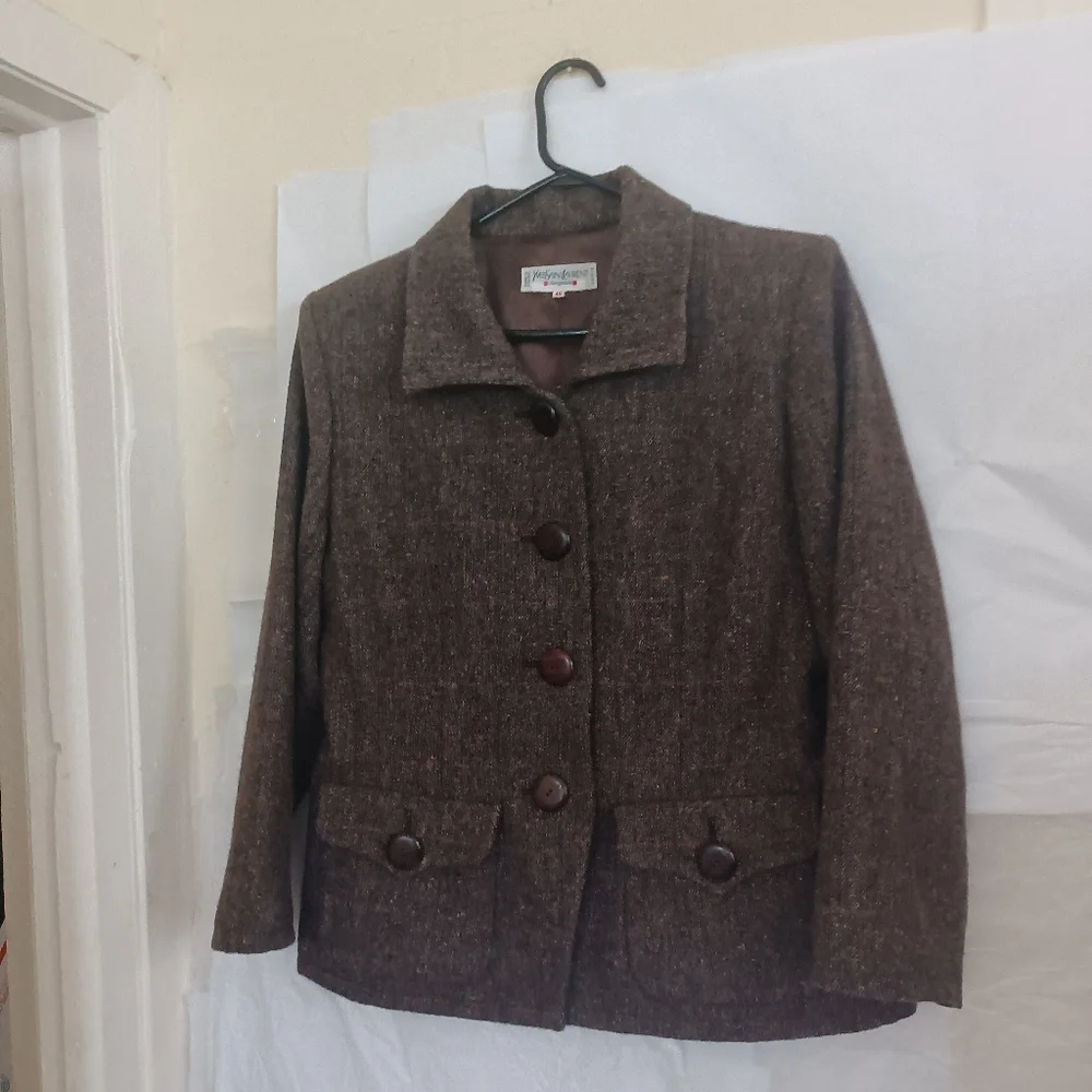 ♥️Saint Laurent rive gauche wool blend vintage blazer size 46 - Picture 1 of 13